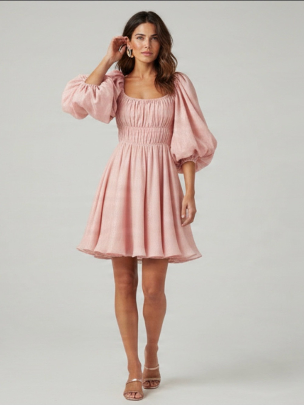 & Merci & Pink Puff Sleeve Mini Dress NWT